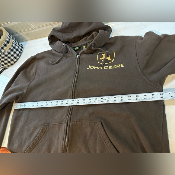 John Deere Heavy Brown Sweatshirt/Hoody Zipper Front Size Large - Picture 7 of 10